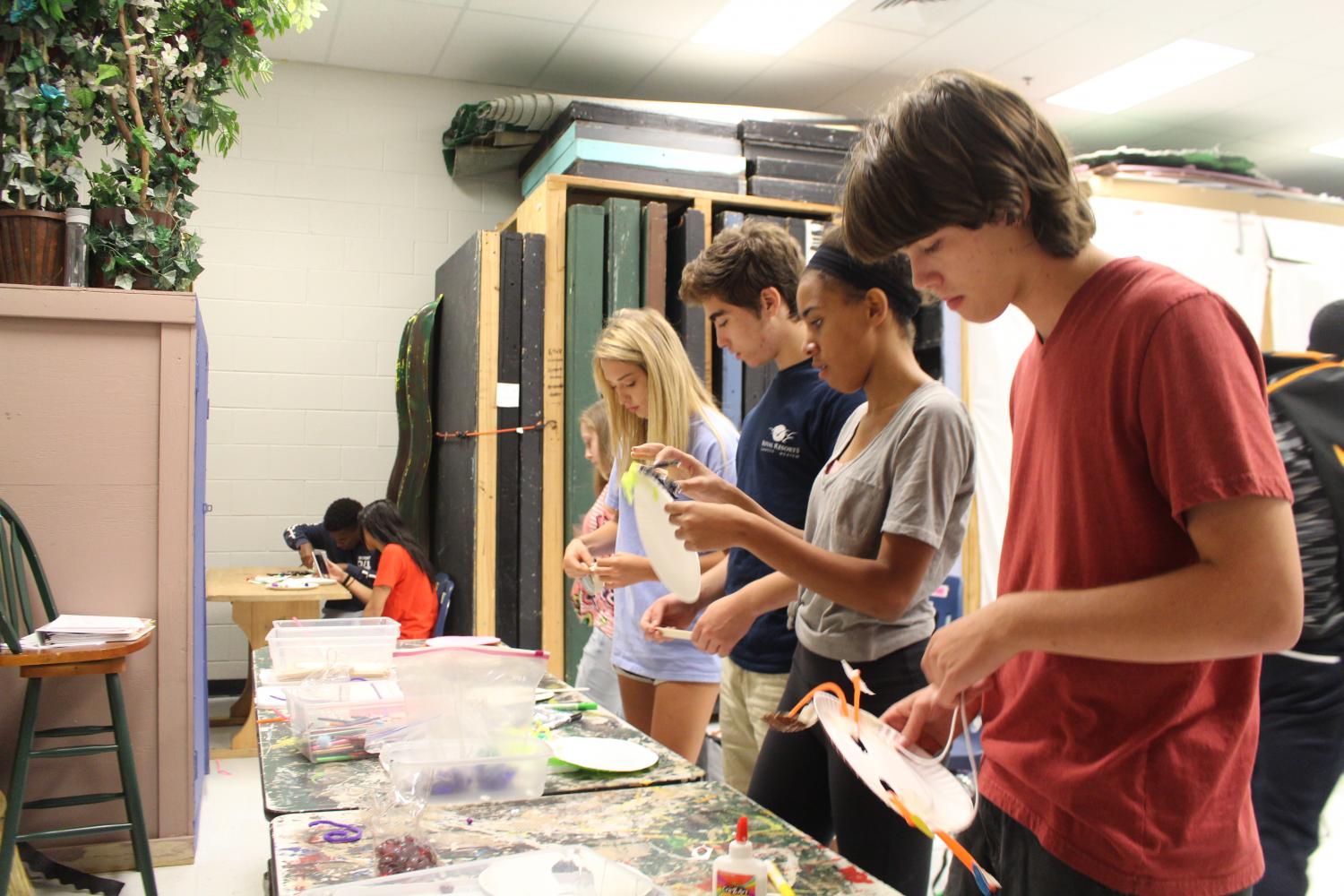 Students working on their masks.