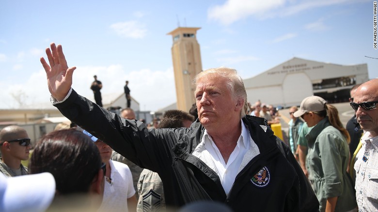President Trump after he landed in Puerto Rico.