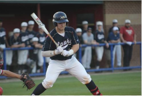 Alex Boychuk watches a pitch go by in his at bat.  