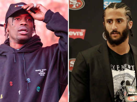Travis Scott (Left) and Colin Kaepernick (right) are in a dispute over the half time performance at the 2019 superbowl.