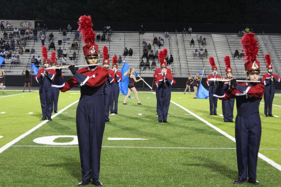Marching band performing during halftime on Sep. 18.