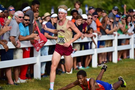 Ethan Nordman nears the finish line at the Gwinnett County Cross Country Championships.