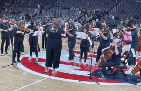 Mill Creek Orchestra performing at the Atlanta Hawks vs Boston Celtics NBA Basketball game.