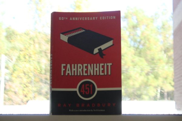 Fahrenheit 451 by Ray Bradbury, paperback book cover.