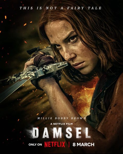 Damsel 2024 theater poster released into theaters and Netflix on March 8.
