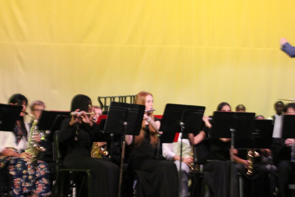 Students performing Clarinet Concerto, during the 7:30pm band spring show. 